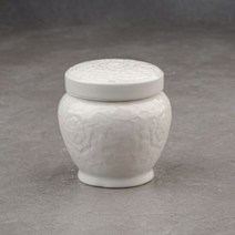 티세라 백자 항아리 당초 스쿠류 뚜껑 소금단지 500g, 단품