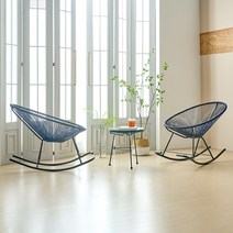 하늘창가구 뉴코드스윙 아카폴코 2 3인세트 야외용테이블세트 라탄의자, 뉴코드스윙 2인-딥블루세트