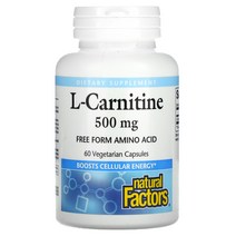 내츄럴팩터스 L 카르니틴 주석산 500 mg 60 식물성 캡슐