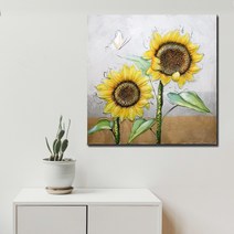 어바웃더홈 해바라기 그림 꽃 액자 인테리어 캔버스 거실 유화, 나비 B
