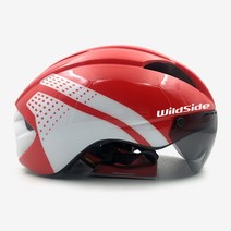와일드 사이드 에어로 자전거 헬멧 TimeTrial 3 len 사이클링 마그네틱 버클 라이딩 고글 도로 Casco Ciclismo, M, red white 1 lens