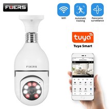 fuers ip 카메라 2mp e27 전구 풀 컬러 와이파이 실내 미니 tuya 스마트 홈 감시 카메라 보안 베이비 모니터 비디오 애완 동물 캠, 2mp(128GB 카드 포함)