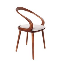 원목 식탁 의자 나무 둥근 체어 다이닝 곡선 등받이, 15. 스트리머체어(호두+베이지색PU)