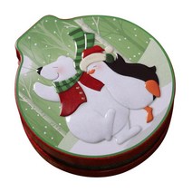 뚜껑 및 코드가있는 크리스마스 선물 상자 쿠키 통 쿠키 항아리 장식, 08, 12x11x4cm, 철