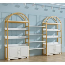 케이크 빵 진열대 디저트 베이커리 진열장 선반 매대, 120x30x200 골드 선반 + 화이트보드