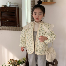 베이비맥스 아동용 레이스 카라 플라워 누빔 자켓