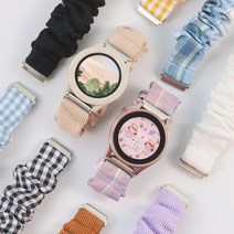 타임스토리 디먼트 갤럭시워치5 4 3 호환 스크런치 스트랩 곱창 밴드 시계줄 20mm, 코듀로이 브라운