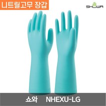 쇼와 나이스핸드 엑스트라 약한 두꺼운 니트릴고무 장갑 NHEXC-LG 그린 L 1켤레, 1개