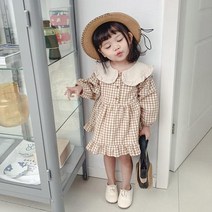 여아 봄 원피스 여아 프릴 베이지 원피스 여아 체크원피스