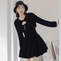 뷔스티에원피스세트 욕망 지 불 프렌치 블랙 끈나시 슬립 이브닝드레스 골드 벨벳 헵번풍 원피스코디세트 3761344755