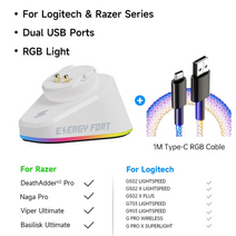 로지텍호환 G403 G502 X Plus G703 G903 HERO Lightspeed Dock Station G PRO X Superlight Hero GPW2 마우스 무선충전기, Nylon Cable(2M), White
