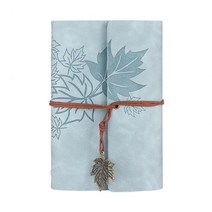 고전다이어리 레트로 메이플 리프 인조 가죽 빈티지 스케치북 루스 다기능 방수 문구, 05 Light Blue