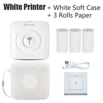 스티커 사진기 휴대용 프린트기 인쇄 a6 peripage 블루투스 열전사 프린터 inkless mini pocket foto printer windows ios android, wh 추가 케이스 3paper