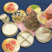 레트로 찬합 4종 세트 인테리어 소품 장식 도시락 미니어쳐 미니어처, 3번 레트로 찬합 4종 세트(찬합3+반찬통1)골드