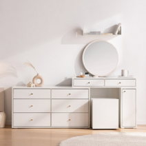 [삼익가구] 로사 화장대 6단 풀세트, 스툴포함, 화이트