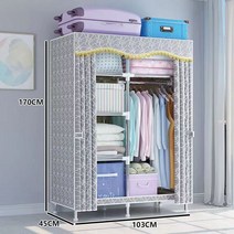 회전식옷장 행거 103cm 심플 옷장 렌탈 홈 침실 캐비닛 조립 천, 08 Gray-103cm