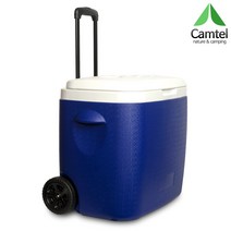 [CAMTEL] 대용량 캠핑쿨러 바퀴 아이스박스, 블루, 38리터 (34.5x47x50cm)
