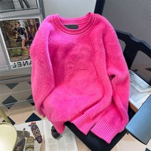 남성 앙고라 니트 스웨터 겨울 모헤어 퍼 빅사이즈 남자 오버핏