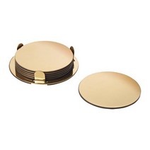 이케아 글라티스 컵받침+홀더 6P 황동색 지름8.5cm 스테인리스, 없음
