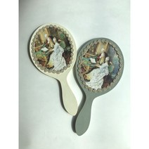 쉐비시크 명화 공주 예쁜 엔틱 자수 네일 네일샵 손거울, 아이보리