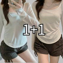 1+1로얄리노 여리핏 데일리 유넥 기본 긴팔티