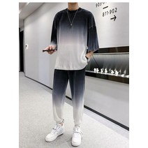 완전 편한 남성 여름 스판 컴포트 캐주얼 반팔티 와이드 조거바지 세트 냉감 오버핏 투피스 빅사이즈