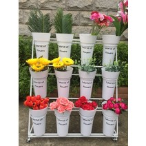 북유럽풍 다용도 화분선반 화분진열대 마트 꽃집 꽃꽂이 꽃꽂이 철제 다층 진열대 사다리꼴 유, 1층 3개 2층 (검은색) 통이 없습니다