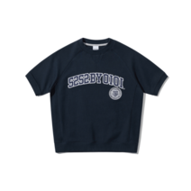OIOI 오아이오아이 5BO ARCH LOGO SHORT SLEE 리VE SWEATSHIRT NAVY