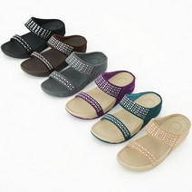 [슈플랜] 웨지 투스트랩 비즈 슬리퍼 4cm 6color-406