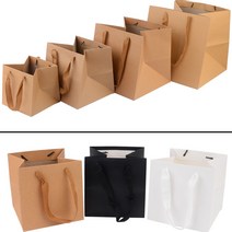 정사각 무지 종이 가방 페이퍼 쇼핑 백 선물 꽃다발 케이크 포장, 기본, 블랙 - 미니