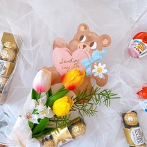 스윗베어 사탕 초콜릿 튤립꽃다발 화이트데이 발렌타인데이, 스윗베어 꽃다발, 0