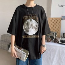 시렌트 어웨이 문 프린팅 반팔 티셔츠