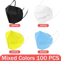 KN95 마스크 스페인 빠른 배송 FFP2 인증 마스크 안전 방진 호흡기 보호 안면 마스크 FPP2 마스크 KN95 FFP2 마스크, Mix colors 100 PCS