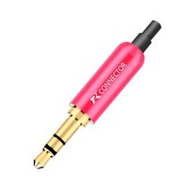 주택 전기 용품 1 pc 알루미늄 잭 3.5 이어폰 플러그 테일 클램프 포함 3.5mm 3 극 스테레오 남성 금도금 와이어 커넥터, 핑크 블랙 테일