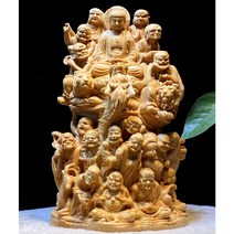 불상 불교 굿즈 미니 부처님상 조각 인테리어 합장, 대십팔나한이 부처님을 숭배하다 16cm
