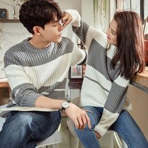 여성 니트티 가을 긴팔니트 배색 커플룩 캐주얼 pfe35 (해외직구7-10일도착)