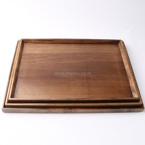 애쉬목 고급 엔틱 직사각 나무 쟁반 3size, 중