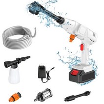 무선 고압 세차기 세차건 강력 구리 브러시리스 모터 5 in 1 압력 세척기 자동차 물총, EU Single battery