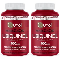 Qunol 퀴놀 메가 코큐텐 유비퀴놀 100mg 100소프트젤 2팩
