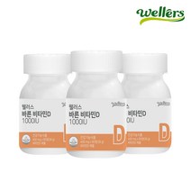 [웰러스] 바른 비타민D 1000IU 3박스 (9개월분) / 효모유래 NO화학첨가물, 3개, 90정