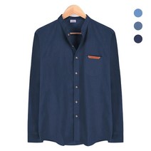 이지핏 체크 패턴 배색 데님 네이비 셔츠_NWM002_Navy 남자청남방 차이나카라 만다린카라 데님셔츠 청자켓 유니클로청남방 청남방코디 오버핏청남방 남방