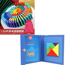 도미노 빌딩 블록 조립 나무 우드 장난감 대형, 120매도미노배달수납봉투+블루마그네틱칠교판