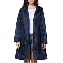 에버유어스 여성 후드 레인코트 허리 스트링 운동 등산 비옷 패션 골프비옷 블루 도트, 2XL