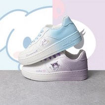 산리오 시나모롤 쿠로미 운동화 스니커즈 PU 가죽 여학생 슬립온 캐릭터 캐주얼 보카시 화이트 슈즈
