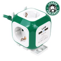 러그 4구 USB 2포트 큐브 멀티탭 1.5M (아이언/그린/블루) LUG-KSG-04U-1.5, 그린
