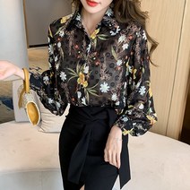 디아리스 가을 여성 플라워 쉬폰 블라우스 5058