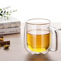 로하티 이중 유리컵(250ml)손잡이 주스컵 물컵 유리잔, 상세 참조