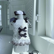강아지 봄옷 푸들 비숑 웰시코기 불독 여름 개 옷 공주 흰 드레스 작은 강아지 럭셔리 고양이 컵케익 Vesti, 01 B1661 dress hairclip_02 S