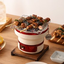 꾸버스 야끼니꾸 미니화로 바베큐그릴 일본식 1인화로 + 석쇠 + 받침대 세트, 제트블랙