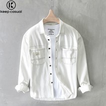 Keep Casual 남성 캐주얼 긴팔 루즈핏 심플 카고 셔츠 남 코트
